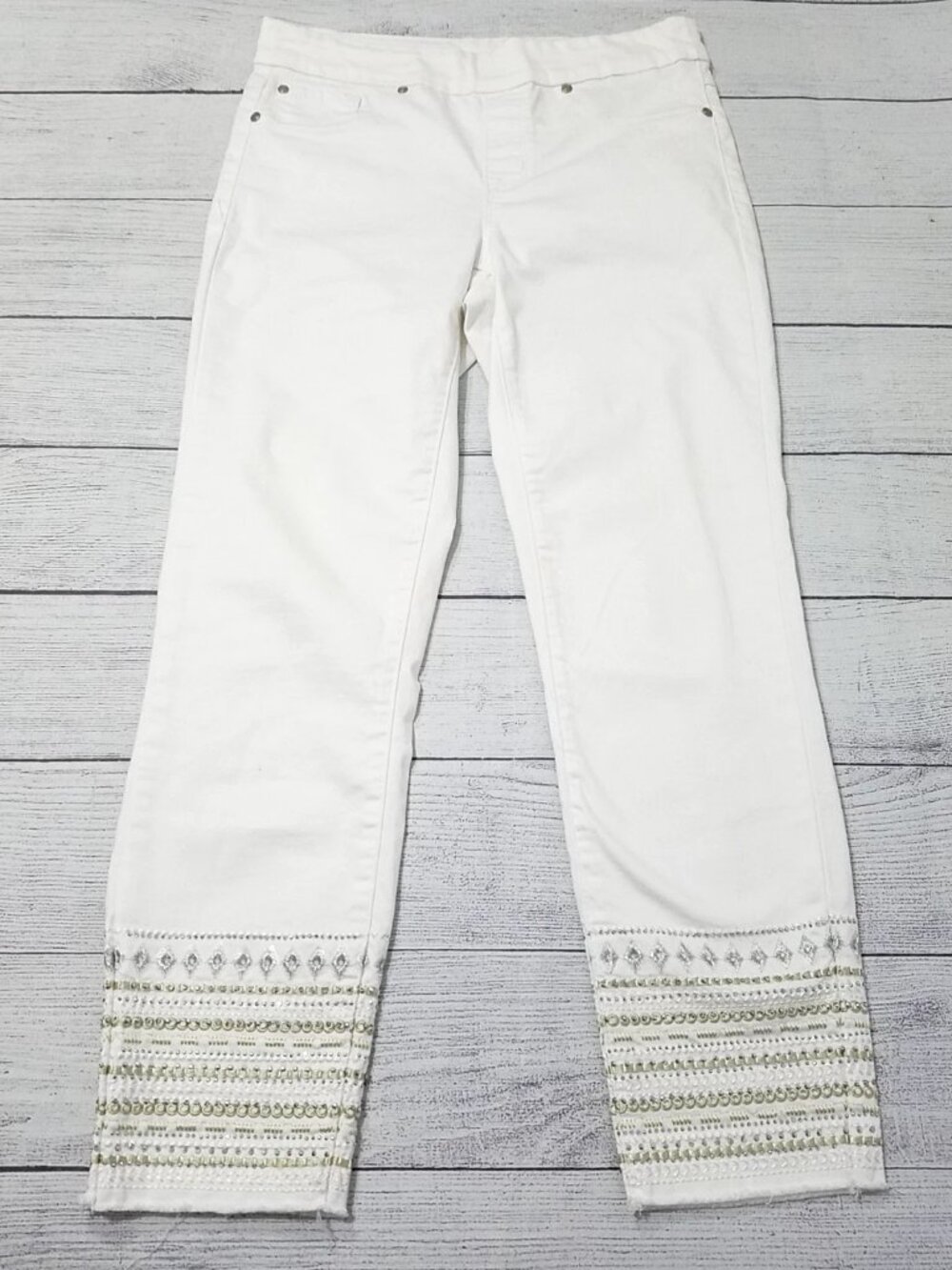 Tribal Jeans Pull On Embellished Ankle Jegging Womens Size 4 Raw Hem
